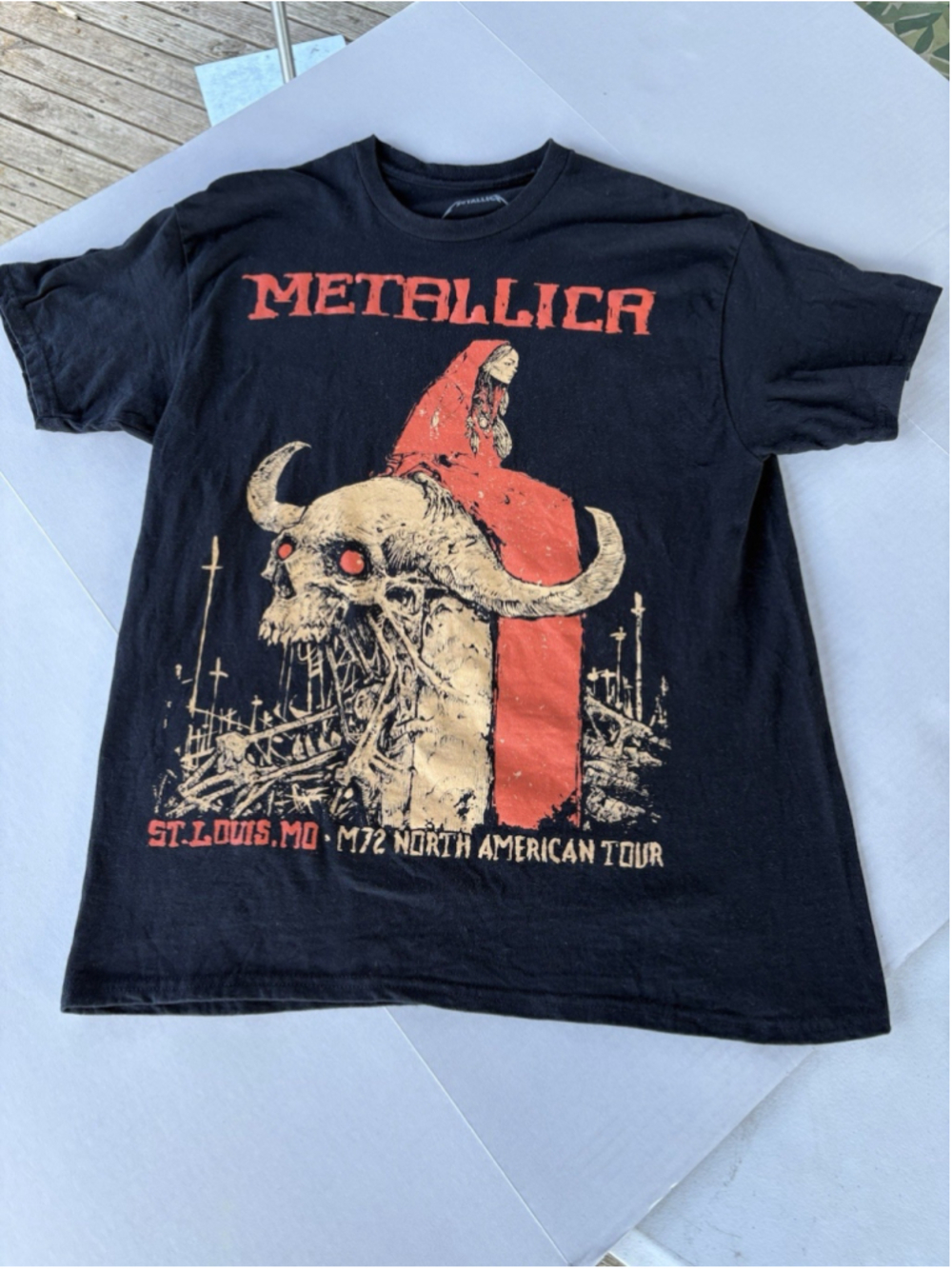 Metallica M72 Tour St Louis 2023 Band T Shirt Black Graphic Size Large